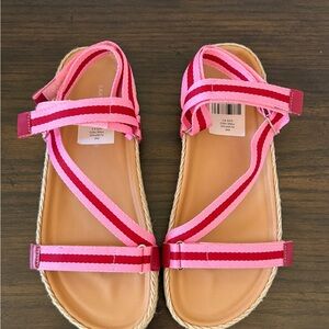 Saks Fifth Avenue Pink and Red Strappy Sandals